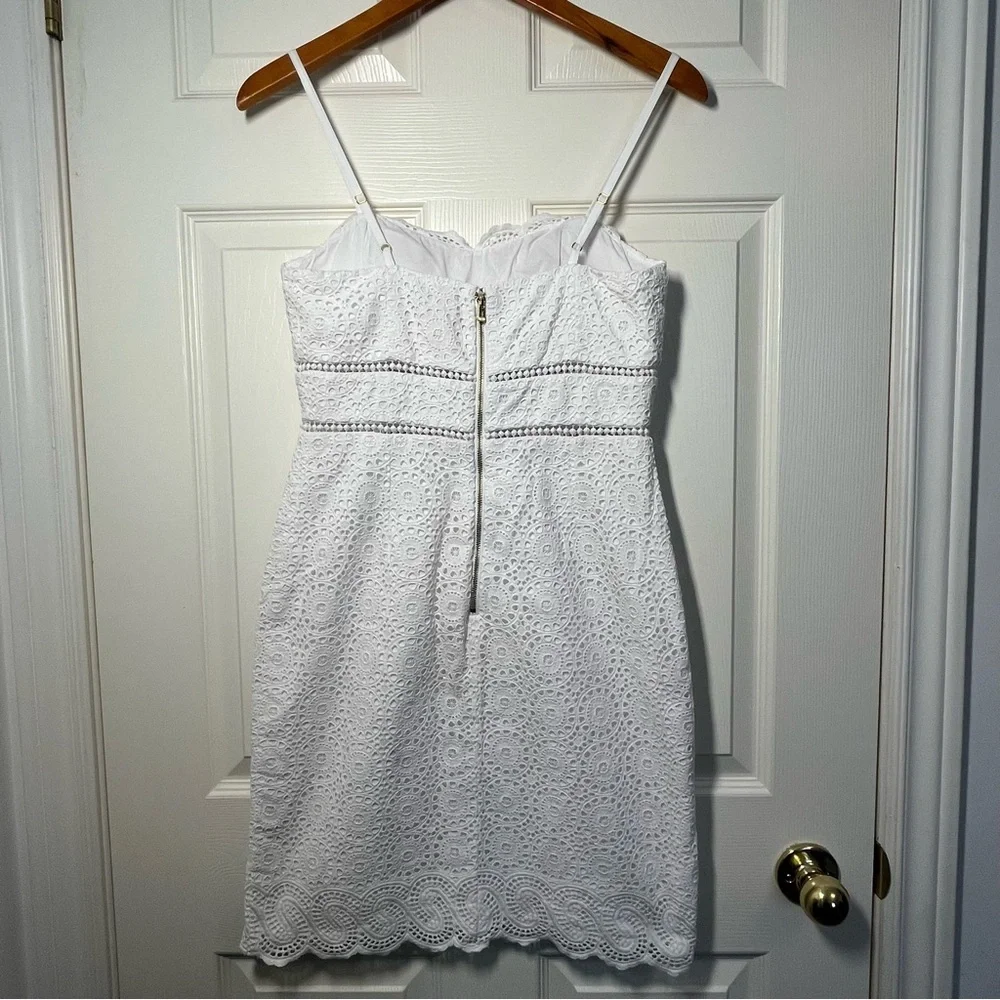 Lilly Pulitzer Jaida White Eyelet 100% Cotton Mini Dress Size 4 - Picture 3 of 13